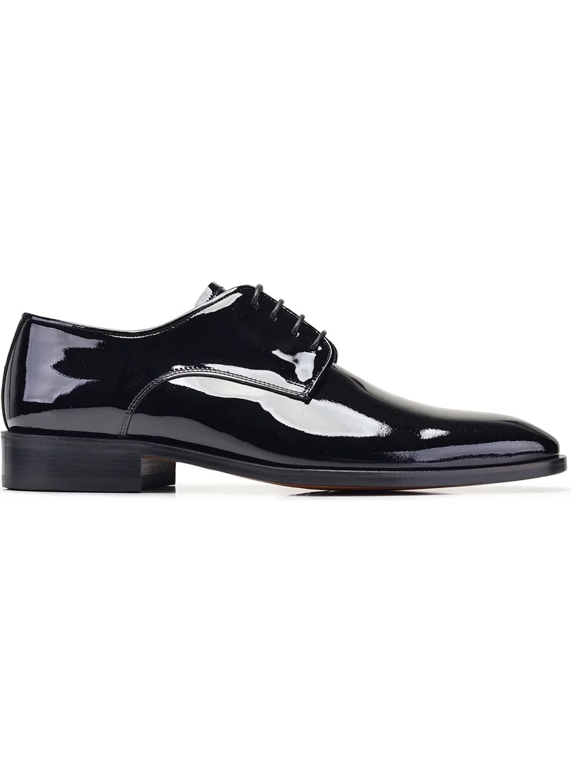 Nevzat Onay Genuine Leather Black Patent Leather Laced Leather Men's Shoes -10197-