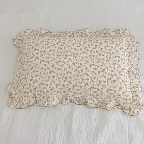 BuLuTu Cotton Muslin Kids Toddler Pillowcase with Cute Camellia Flowers Super Soft Travel Pillow Nursery Pillowcase for Boys,Girls,Bedding Decor Machine Washable, Durable Pillowcase,1 Piece,14"x20" - Image 4