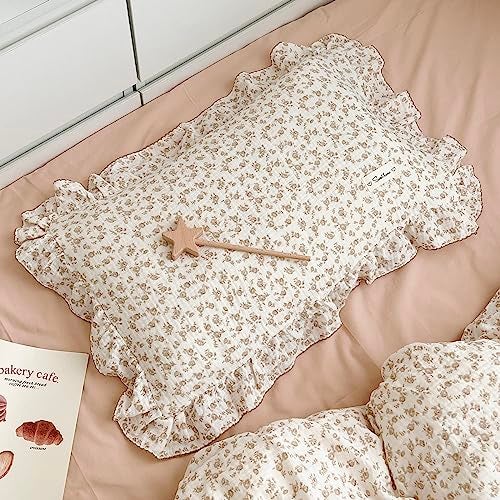 BuLuTu Cotton Muslin Kids Toddler Pillowcase with Cute Camellia Flowers Super Soft Travel Pillow Nursery Pillowcase for Boys,Girls,Bedding Decor Machine Washable, Durable Pillowcase,1 Piece,14"x20" - Image 1