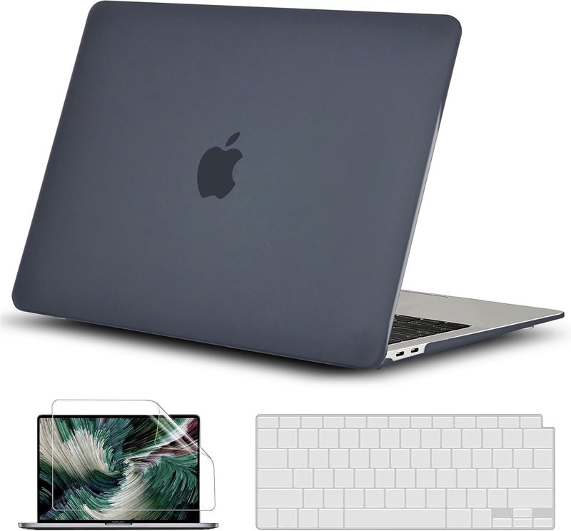 GVTECH Case For MacBook Air 13 inch, 2020 2019 2018 A2337 M1 A2179 A1932, Plastic Hard Shell & Keyboard Cover & Screen Protector Compatible with MacBook Air 13 inch Retina, Matte Black - Image 1