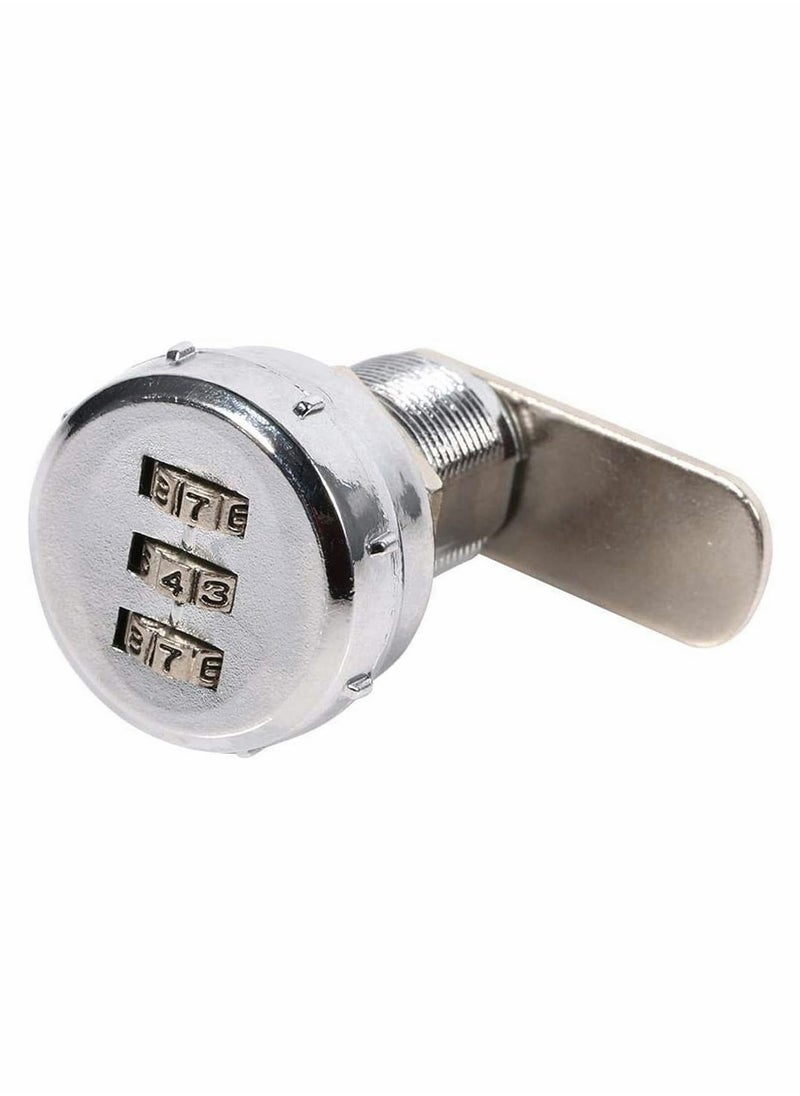 SYOSI Combination Cam Lock 20mm Cylinder Length 3 Digit Code Security Locks for 12 to 16mm Wooden Wardrobe Arcade Cupboard Drawer Mailbox Silver  - Image 1
