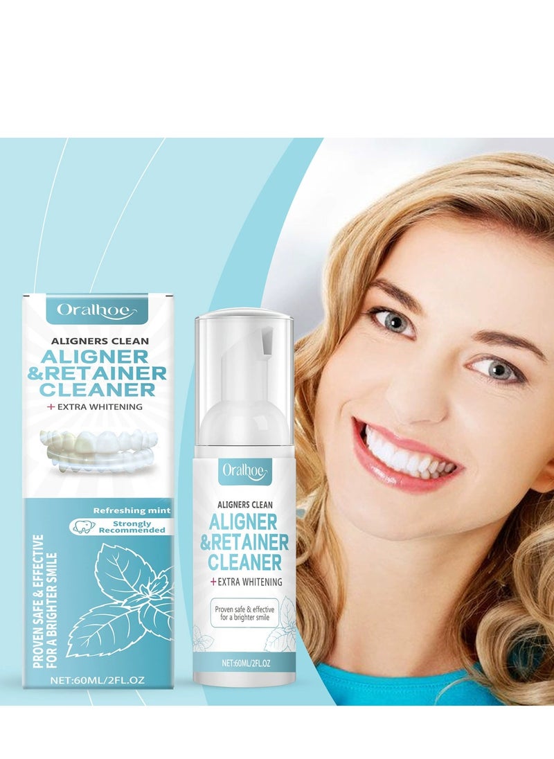 ORALHOE Teeth Aligner Foam,Clear Retainer Cleaner,Retainer Cleaning Spray,Retainer Cleaner Aligner Cleaner,Retainer Mouth Guards Cleaner,Retainer Whitening Foam,Aligner Cleaner,60ML  - Image 2