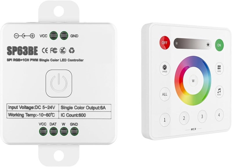 SPI RGB DIM SP63BE Wall Mount Touch LED Remote Control for SP63E Controller 3V - Image 1