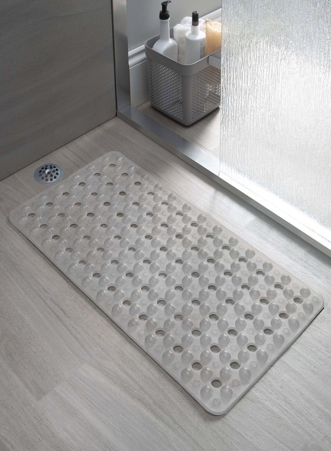 باث بليس سجادة حمام باث بليس | الأبعاد: 29.5 بوصة × 14.5 بوصة | نسيج فقاعي مانع للانزلاق | تصميم ذاتي التصريف | معاد تدويره | شفاف - Image 4
