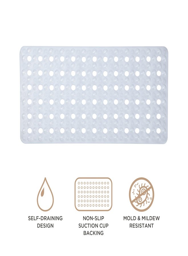 باث بليس سجادة حمام باث بليس | الأبعاد: 29.5 بوصة × 14.5 بوصة | نسيج فقاعي مانع للانزلاق | تصميم ذاتي التصريف | معاد تدويره | شفاف - Image 2
