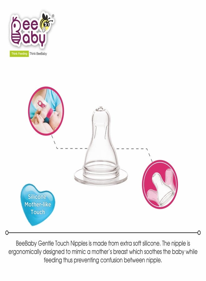BeeBaby Easy Start Slim Neck Baby Feeding Bottle with 2 Anti-Colic Gentle Touch Silicone Nipples for New Born, Infant, Toddler, Babies, 100% BPA Free, 4 Months + (125 ML, Pink, Pack of 1) - Image 5