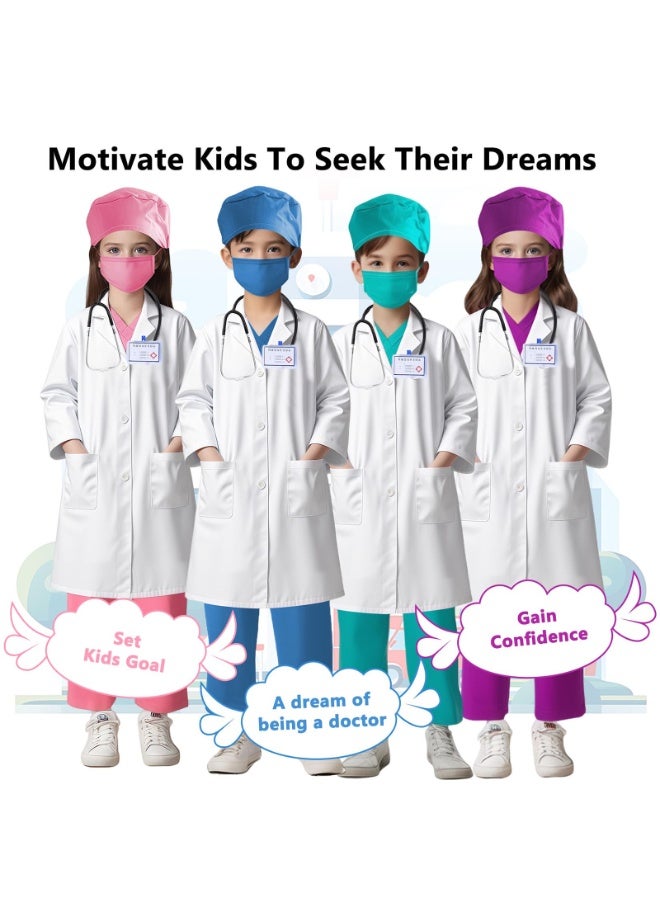 NajmStyle 7 Pieces Complete Kids' Doctor Pretend Play Costume Set: Scrubs, White Lab Coat, Real Stethoscope - Suitable for Ages 3-8, Great for Role - Playing and Parties - Image 4