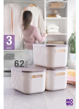 Mowo Home Trove 3 Pieces 6.2 Lt (White) Organizer Box with Lid, Decorative Storage Box  - Image 1