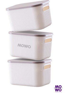 Mowo Home Trove 3 Pieces 6.2 Lt (White) Organizer Box with Lid, Decorative Storage Box  - Image 2