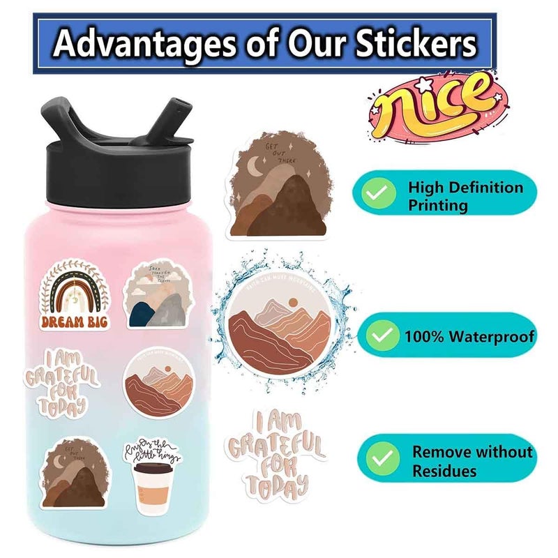 FNGEEN Vintage Inspirational Stickers 50Pcs, Boho Motivational Aesthetic Stickers for Women Adults Kids Teen Teachers, Retro Vinyl Waterproof Positive Decals for Laptop Water Bottles Phone Scrapbook Journal - Image 4