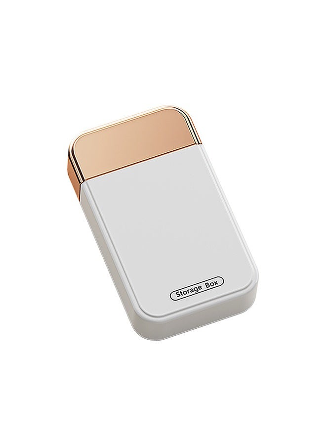 Portable Pill Box with 4 Compartments, Moisture-Proof Travel Pill Organizer, Small Pill Case for Daily Vitamins, Medicine Storage, White Gold - Image 1