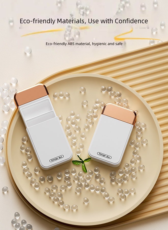 Portable Pill Box with 4 Compartments, Moisture-Proof Travel Pill Organizer, Small Pill Case for Daily Vitamins, Medicine Storage, White Gold - Image 5