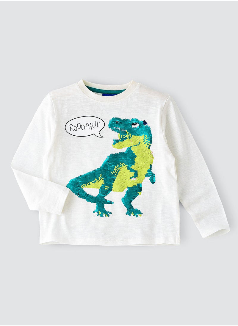 JAM Knit f/slv  t-shirt with sequins work at front  - Image 1