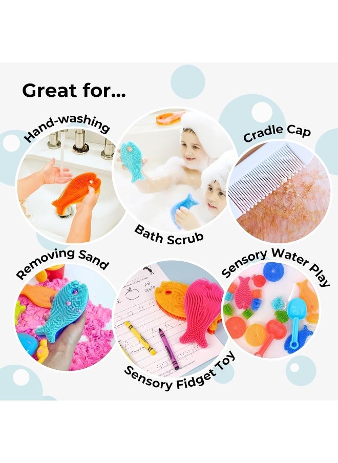Innobaby Innobaby Bathin' Smart Silicone Fish Antimicrobial Bath Scrub, Light Pink/Fuchsia  - Image 5