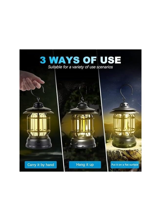 erorex Camping Light Lantern Battery Powered, Portable Outdoor Lamp, Hand & Hanging Waterproof Lantern Brightness Tent Light for Camping, Hiking, Fishing, Camping Gear Black  - Image 5