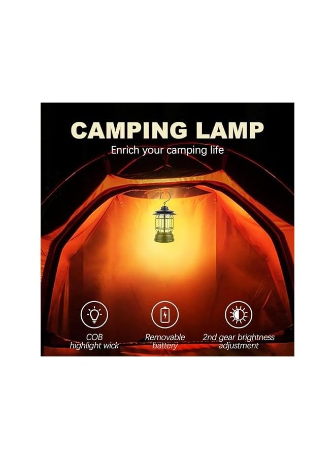 erorex Camping Light Lantern Battery Powered, Portable Outdoor Lamp, Hand & Hanging Waterproof Lantern Brightness Tent Light for Camping, Hiking, Fishing, Camping Gear Black  - Image 2