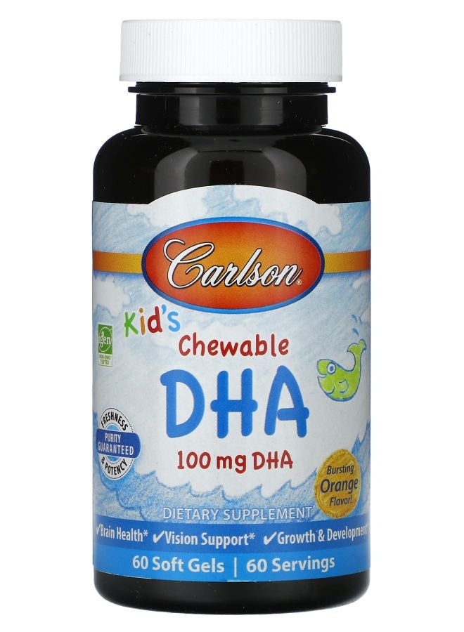 Kid's Chewable DHA Bursting Orange 100 mg 60 Soft Gels
