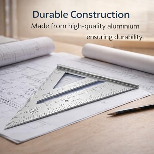 Oblivion Double Side Scale Aluminium Alloy Metric Inch Triangle Ruler Measurement Hand Tools, Speed Square, Square Layout Tool (7 inch speed square) - Image 2