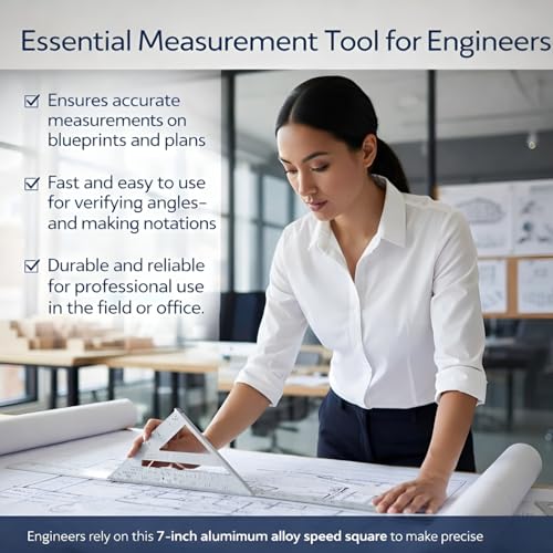 Oblivion Double Side Scale Aluminium Alloy Metric Inch Triangle Ruler Measurement Hand Tools, Speed Square, Square Layout Tool (7 inch speed square) - Image 4
