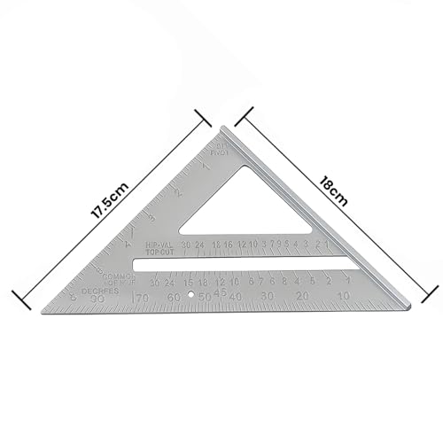 Oblivion Double Side Scale Aluminium Alloy Metric Inch Triangle Ruler Measurement Hand Tools, Speed Square, Square Layout Tool (7 inch speed square) - Image 5