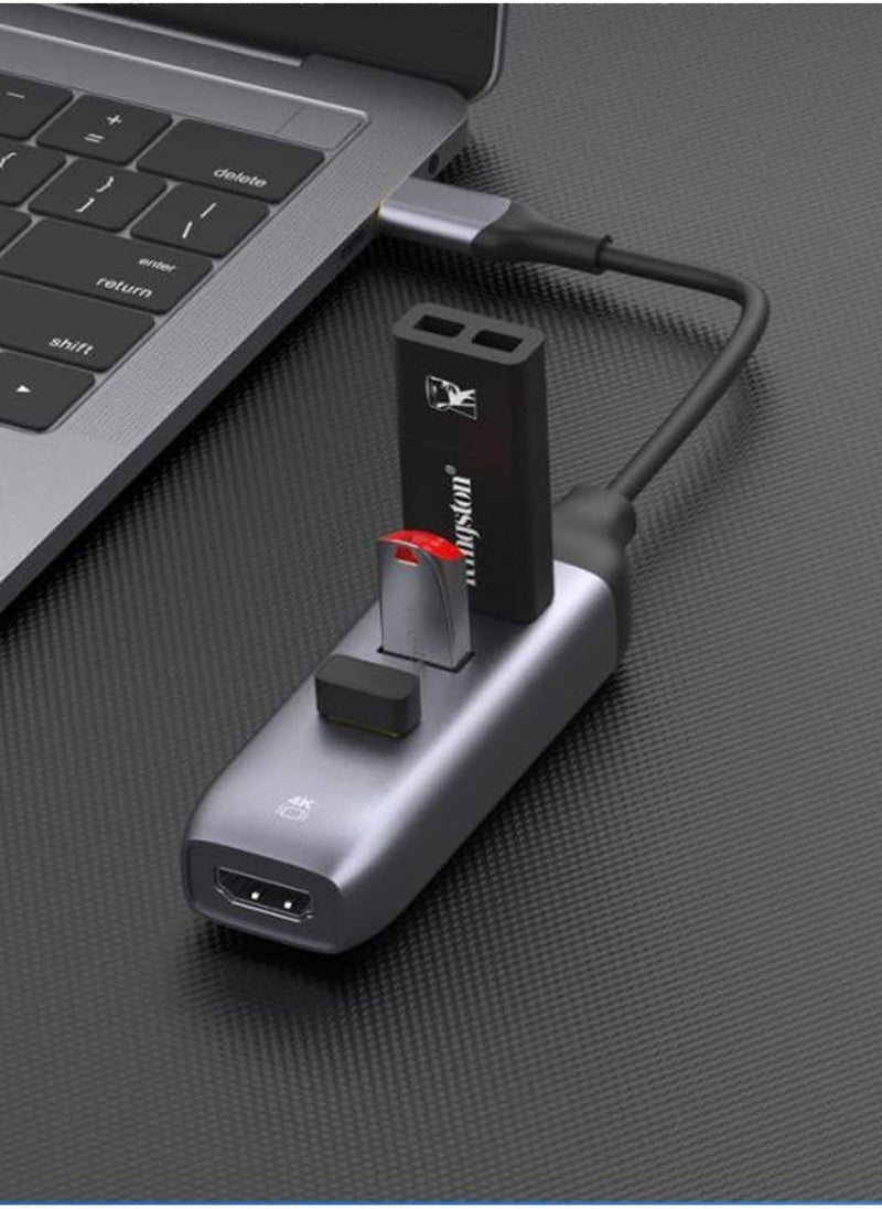 USB C to HDMI Adapter with 3 USB 3.0 Ports, HDMI 4K Output, Compatible with MacBook Pro, iPad, XPS, Surface, Android, and More, DP Alternative Mode Required - Image 4