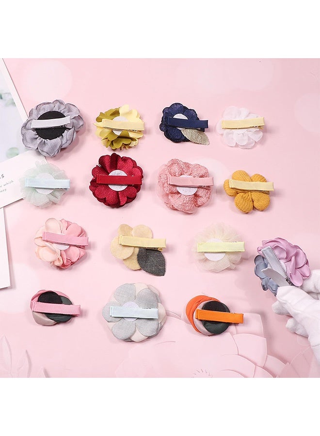 Peachjoy 15-Piece Flower Hair Clips for Baby Girls - Chiffon Bow Hair Accessories, Floral Hair Barrettes for Newborn, Infant, Toddler, Kids - Small Hair Pins for Baby Girl's Hair (Assorted Colors) - Image 4