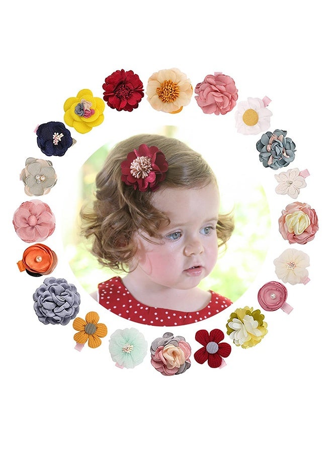 Peachjoy 15-Piece Flower Hair Clips for Baby Girls - Chiffon Bow Hair Accessories, Floral Hair Barrettes for Newborn, Infant, Toddler, Kids - Small Hair Pins for Baby Girl's Hair (Assorted Colors) - Image 5
