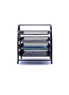 Kalon 4-Tier Metal Document Tray Black A4 Desktop Document Holder Shelf Rack Paper Letter Tray Organizer for Office, Home, School,  - Image 2