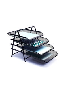 Kalon 4-Tier Metal Document Tray Black A4 Desktop Document Holder Shelf Rack Paper Letter Tray Organizer for Office, Home, School,  - Image 3