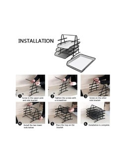 Kalon 4-Tier Metal Document Tray Black A4 Desktop Document Holder Shelf Rack Paper Letter Tray Organizer for Office, Home, School,  - Image 4