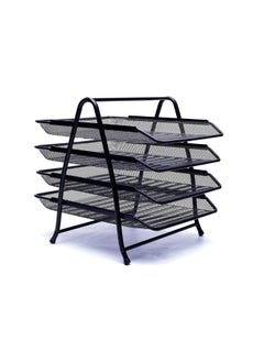 Kalon 4-Tier Metal Document Tray Black A4 Desktop Document Holder Shelf Rack Paper Letter Tray Organizer for Office, Home, School,  - Image 5