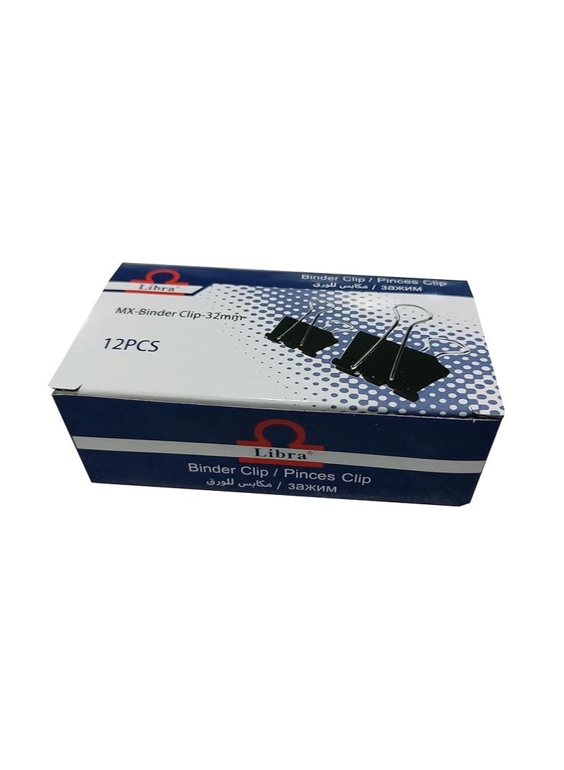 Libra Binder Clip 12 Pieces Set, 32 mm Size - Image 2