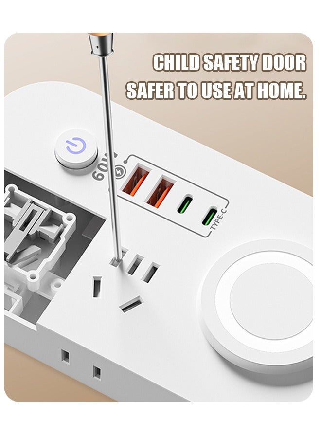 60W Multifunction Socket with MagSafe, Universal Power Plug Adapter 180cm Power Strips - Image 5