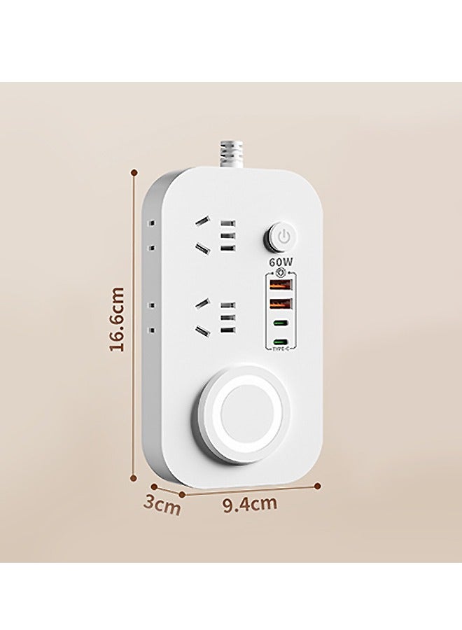 60W Multifunction Socket with MagSafe, Universal Power Plug Adapter 180cm Power Strips - Image 2