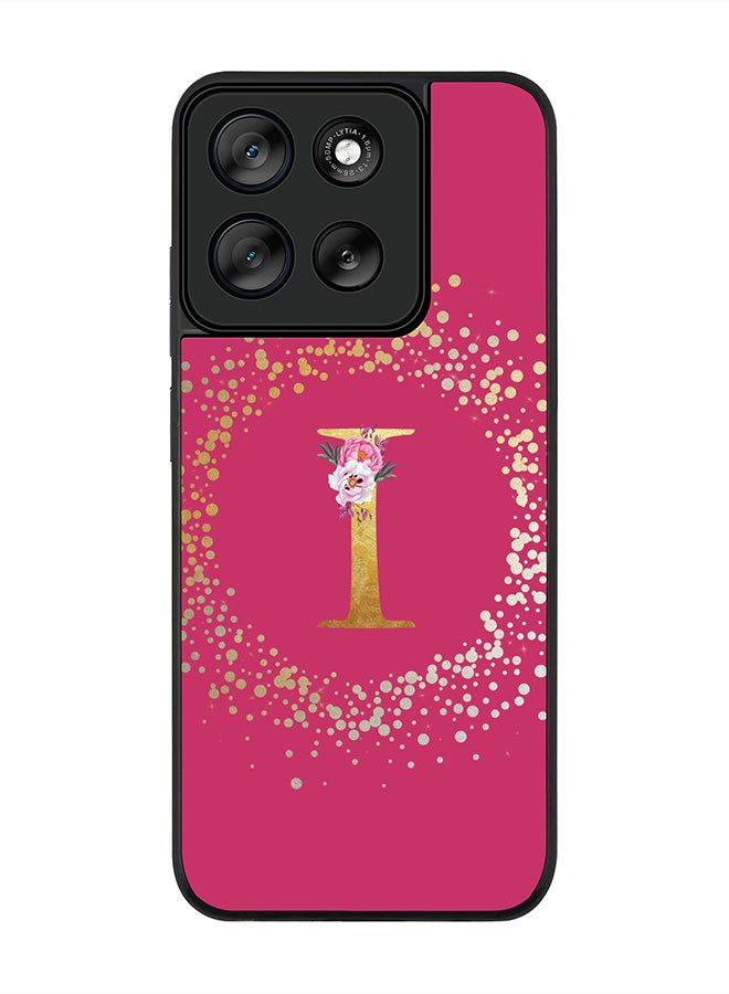 Stylizedd For Motorola Moto G56 Case,Slim fit Camera Protection, Shockproof Thin Phone cover  - Custom Monogram Floral - I ( Deep Pink ) - Image 1
