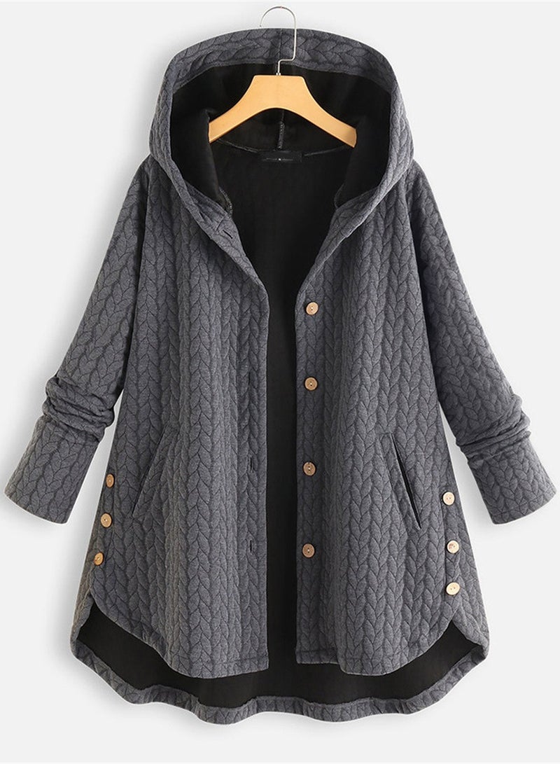 Loquat Fashion Women's Padded Jacket Hooded Long Jacket Casual Warm Padded Jacket Grey  - Image 1