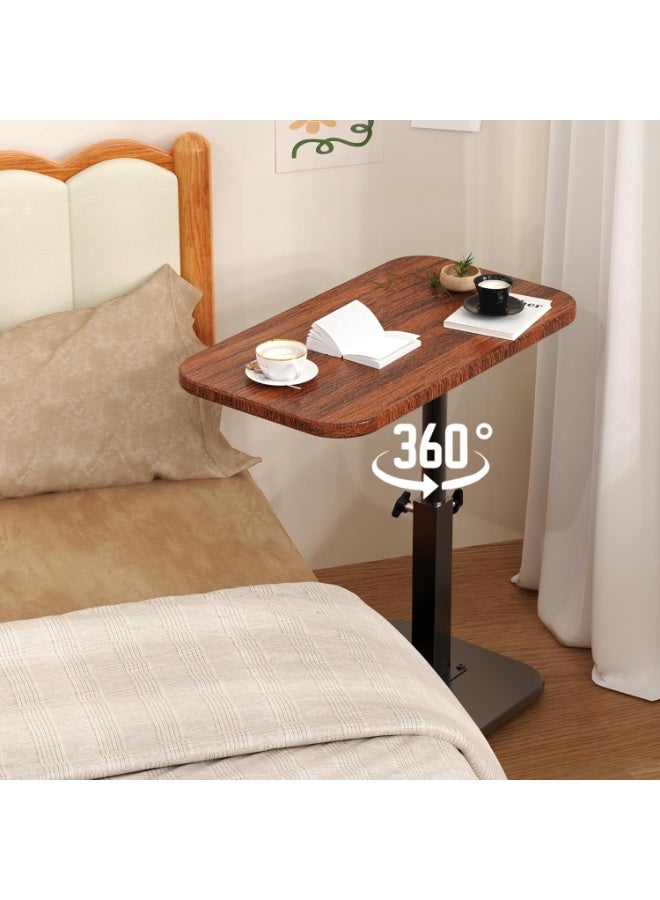 End Table C-Shaped Adjustable Pedestal Side Table Night Stand with 360° Rotating Top, Height Adjustable, Small Couch Living Room or Bedroom Versatile End Table for Sofa or Bedside, Rustic Brown - Image 3