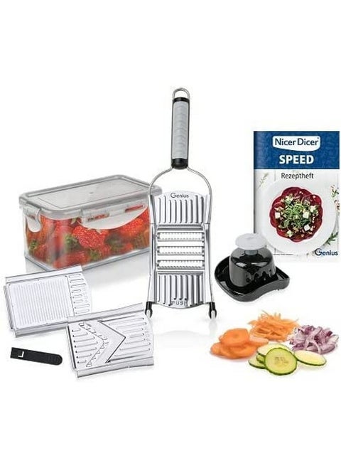 Nicer Dicer Speed Vegetable Slicer With 3 Inserts Stand And 550Ml Collecting Container Parmesan Grater Julienne Grater And Vslicer