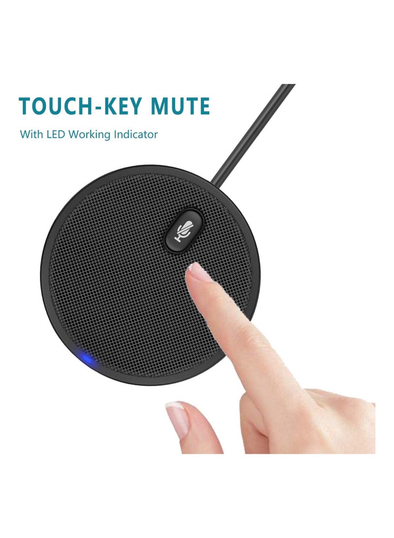 USB Conference Microphone for Computer, 360° Omnidirectional Condenser Mic with Mute Key, Great for Video Conference, Gaming, Chatting, Skype, Plug & Play, Windows macOS, Ideal for Gift