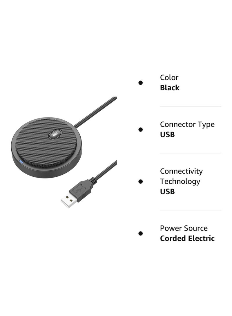 USB Conference Microphone for Computer, 360° Omnidirectional Condenser Mic with Mute Key, Great for Video Conference, Gaming, Chatting, Skype, Plug & Play, Windows macOS, Ideal for Gift