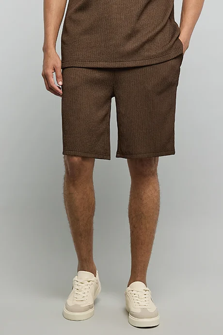 R&B Textured Shorts with Drawstring Waist