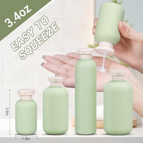 ASEVAT 3.4 oz Travel Bottles for Toiletries, Leak Proof Squeeze Bottles Refillable, Plastic Bottles with Caps for Shampoo, Lotion, Cream, Conditioner and Liquids (3 Pcs) - Image 3