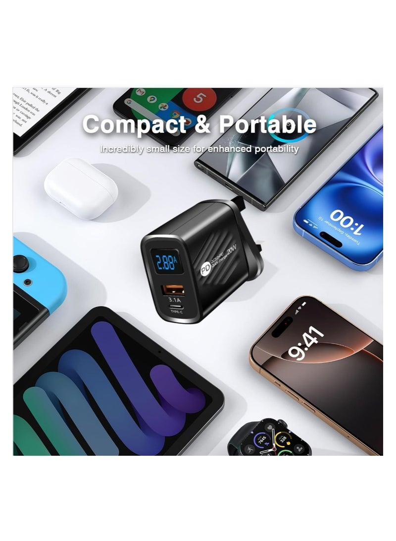 USB Type C Charger 20W PD Fast Charging Digital Display Phone Charge Adapter For iPhone Samsung Xiaomi Quick Charge Wall Charger  - Image 3