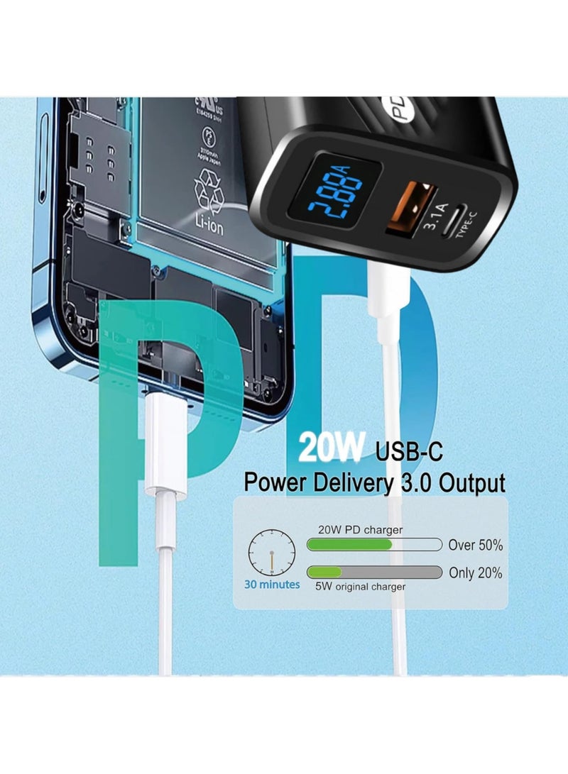 USB Type C Charger 20W PD Fast Charging Digital Display Phone Charge Adapter For iPhone Samsung Xiaomi Quick Charge Wall Charger  - Image 4