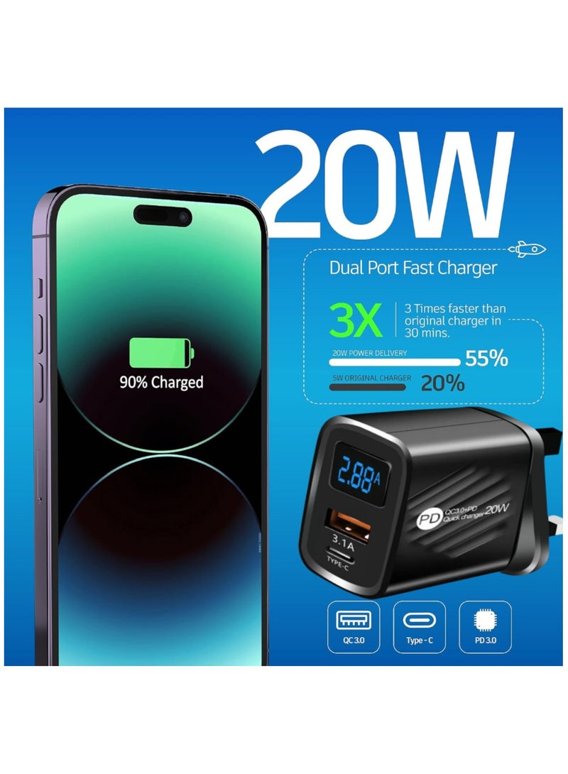 USB Type C Charger 20W PD Fast Charging Digital Display Phone Charge Adapter For iPhone Samsung Xiaomi Quick Charge Wall Charger  - Image 5
