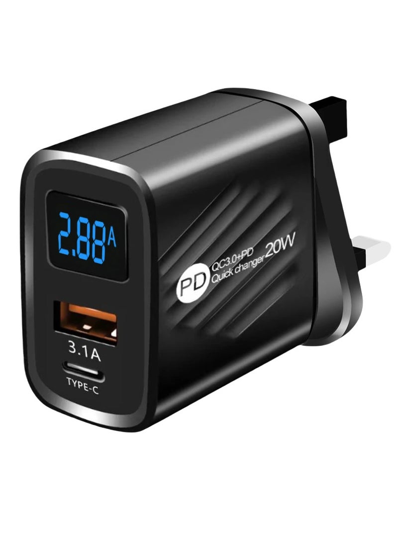 USB Type C Charger 20W PD Fast Charging Digital Display Phone Charge Adapter For iPhone Samsung Xiaomi Quick Charge Wall Charger  - Image 1
