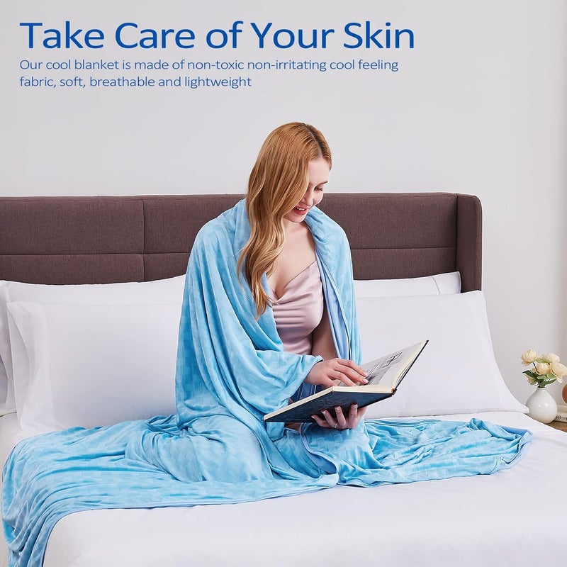 Topcee Cooling Blanket, Summer Cooling Blankets for Hot Sleepers, Arc-Chill Q-Max>0.5 Cool Fiber, Oeko-TEX 100% Certified, Soft, Breathable, Double-Side Bed Throw,Keep Cool for Adults Kids 90"x90" - Image 3