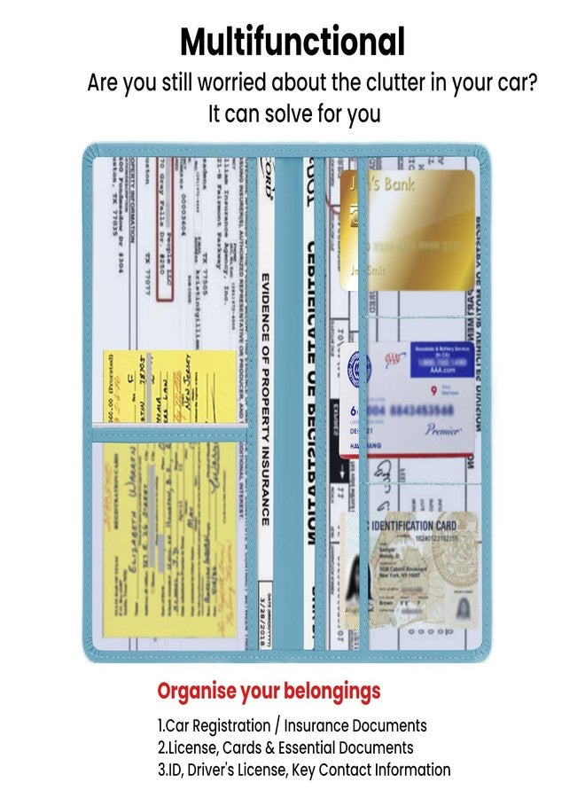 TILDOSAC Car Registration and Insurance Holder | Premium Car Document Organizer &Vehicle Glove Box Document Organizer | Car Accessories for Women & Men (Blue) - Image 5