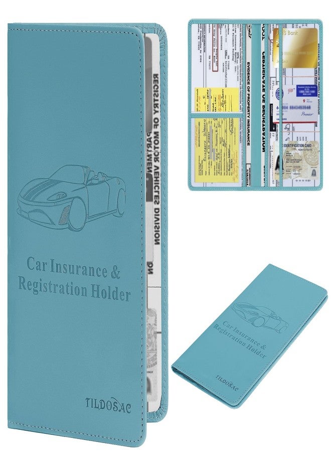 TILDOSAC Car Registration and Insurance Holder | Premium Car Document Organizer &Vehicle Glove Box Document Organizer | Car Accessories for Women & Men (Blue) - Image 1