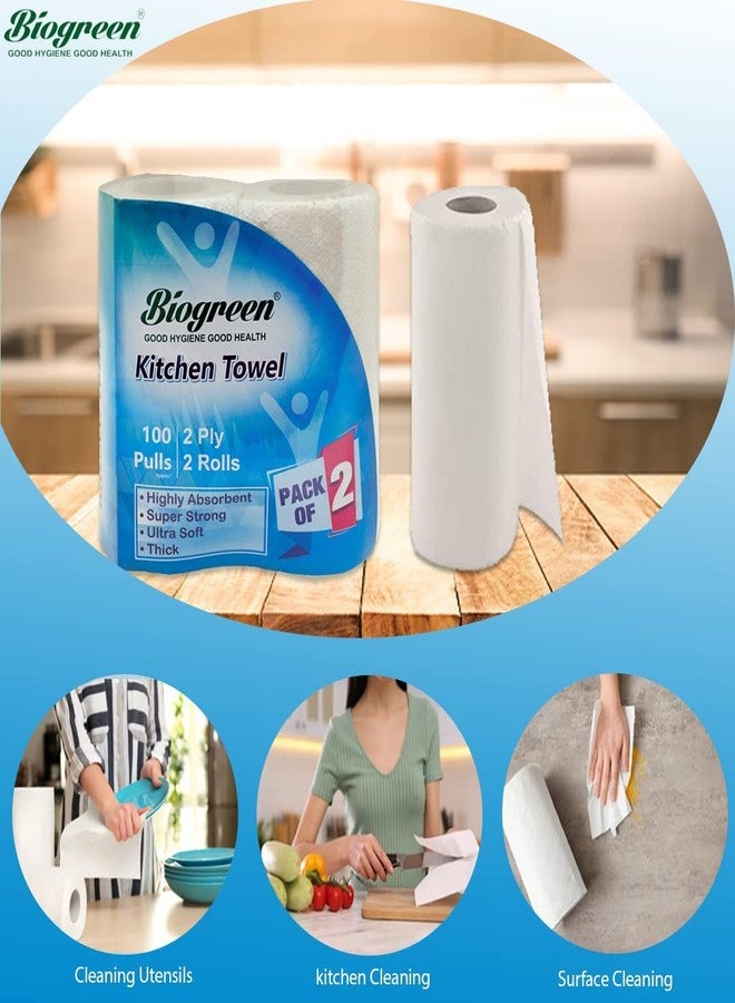 Biogreen Kitchen Tissue/Towel 2 Ply Kitchen Tissue/Towel Paper Roll For Cleaning, Dusting, Surface, Counter, Cookware And Appliances (Pack of 2) - Image 3
